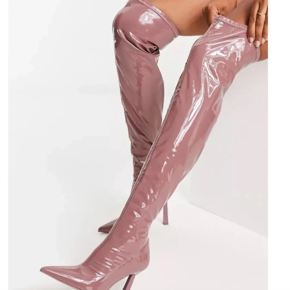 NWOB Aldo Nella Patent Thigh High Boots
